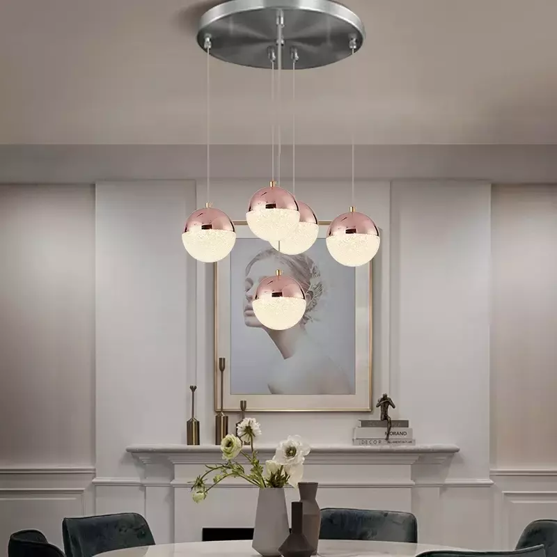 Lámpara colgante LED de Media bola para interior, candelabro creativo y moderno de acrílico para restaurante, pasillo y comedor