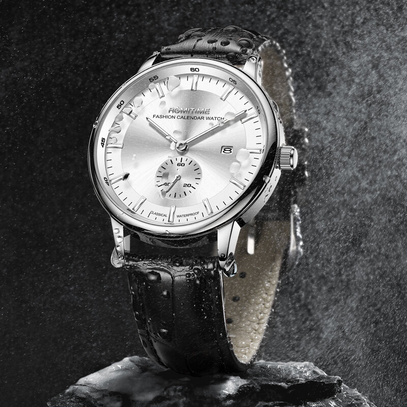 ROMITIME-reloj de cuarzo para hombre, cronógrafo de estilo mecánico, sencillo, deportivo, de lujo, resistente al agua, con calendario de acero inoxidable