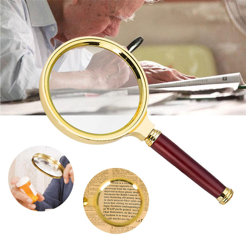 Vintage Magnifying Glass | 10X Magnifying Glass Wood | Antique Brass Magnifier With Sandalwood Handl