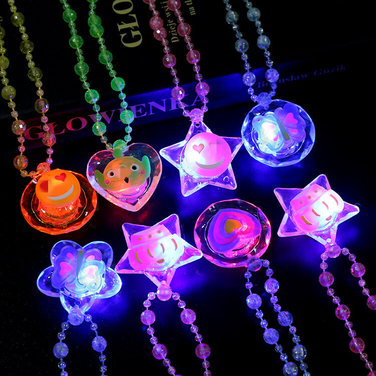 Crianças colar luminoso brinquedos colorido glitter acrílico princesa colar festa traje decoração presente de aniversário