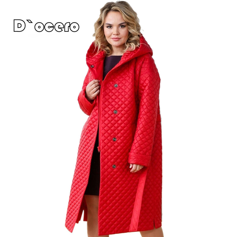 DOCERO-chaqueta larga con capucha para mujer, abrigo acolchado con cinturón, Parka holgada de lujo, ropa de abrigo cálida de gran tamaño, primavera y otoño, 2022