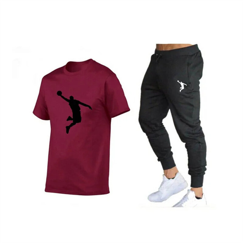 2024 Men Hot-Selling Summer T-Shirt Pants Set Casual Brand Fitness Jogger Pants T Shirts Hip hop Fashicon Men'sTracksuit