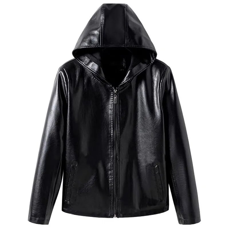 Hooded Leather Jacket Women faux Unbreakable leather Jackets 2023  Autumn New Female Casual Loose Jacket Top