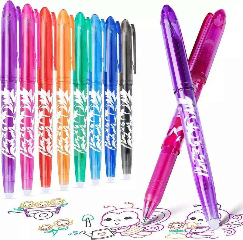 Stylos gel effaçables, recharge multicolore, stylo de couleur Kawaii pour dessin, écriture, encre gel, stylo rmatérielle, papeterie, 12 couleurs, 0.5mm