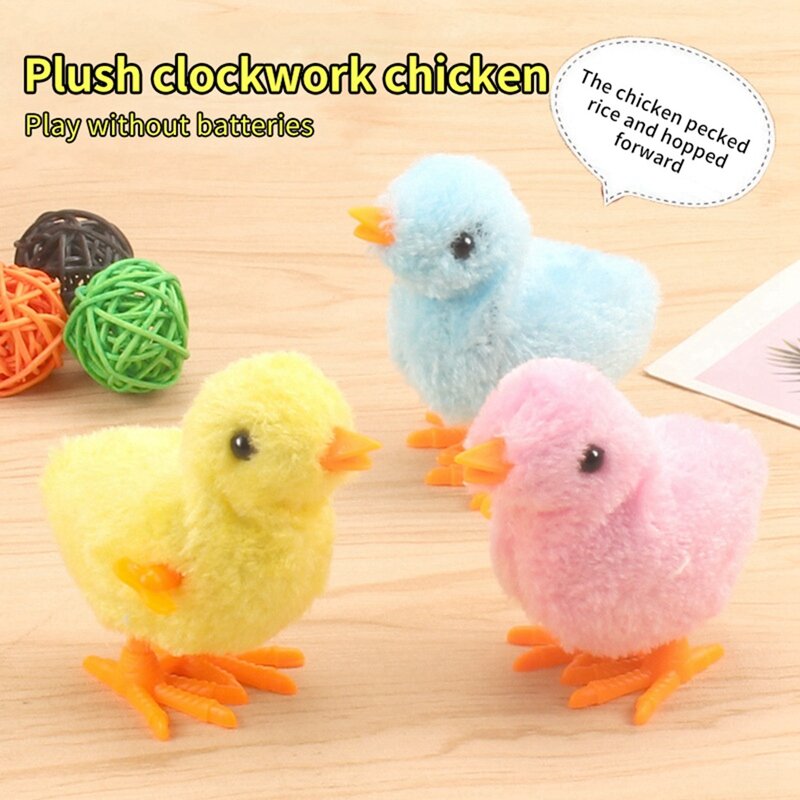 Easter Wind Up Plush Chick Toys, Novidade, Saltando Frango, Gag Toys, Favors Gift for Kids, Baby Girls, 5Pcs