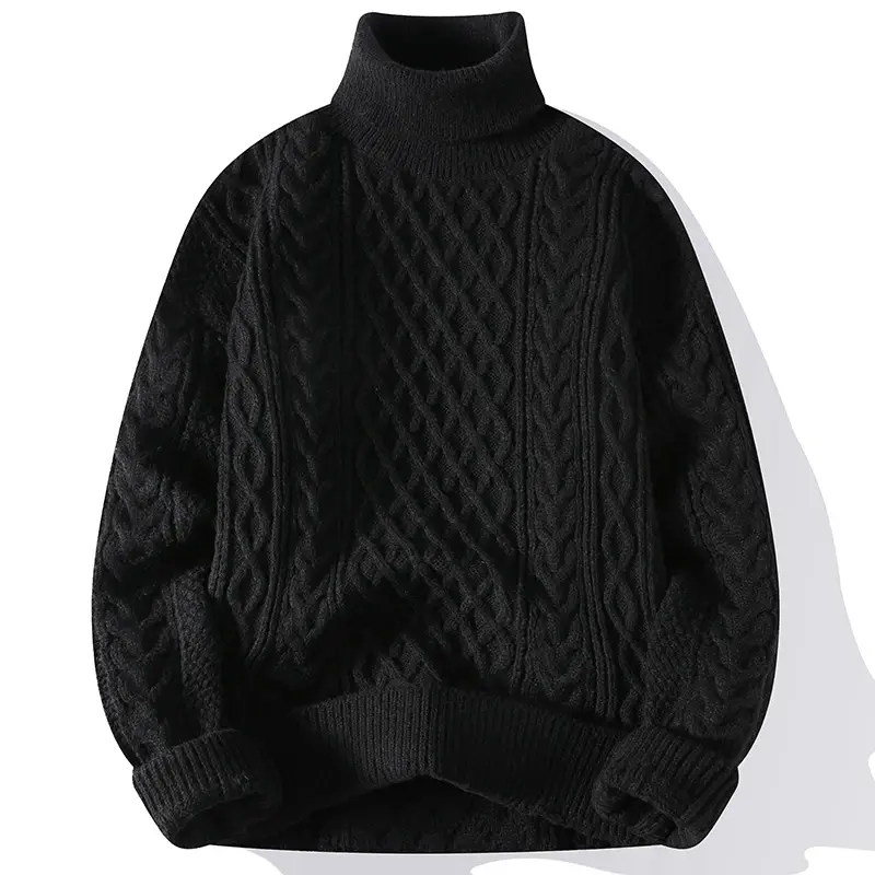 Sweater rajut hangat musim gugur musim dingin, pullover lengan panjang kasual pria, Sweater rajut hangat kualitas tinggi, Sweater Turtleneck warna Solid 3XL-M
