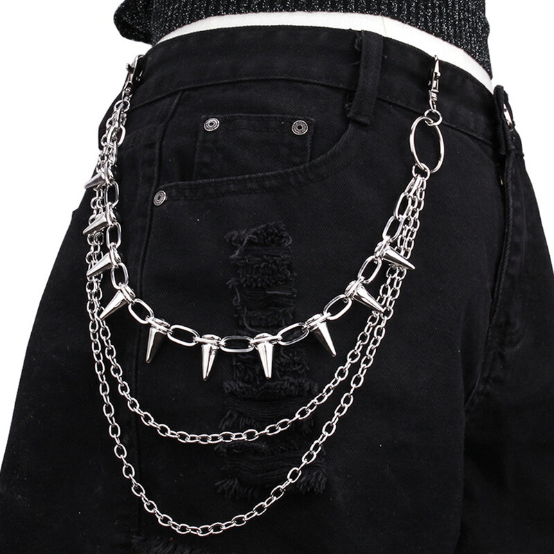 2Pcs Punk Pants Chain Keychains For Men Women Jean Trouser Biker Chains Harajuku Goth Jewelry Gothic Rock Emo Accessories