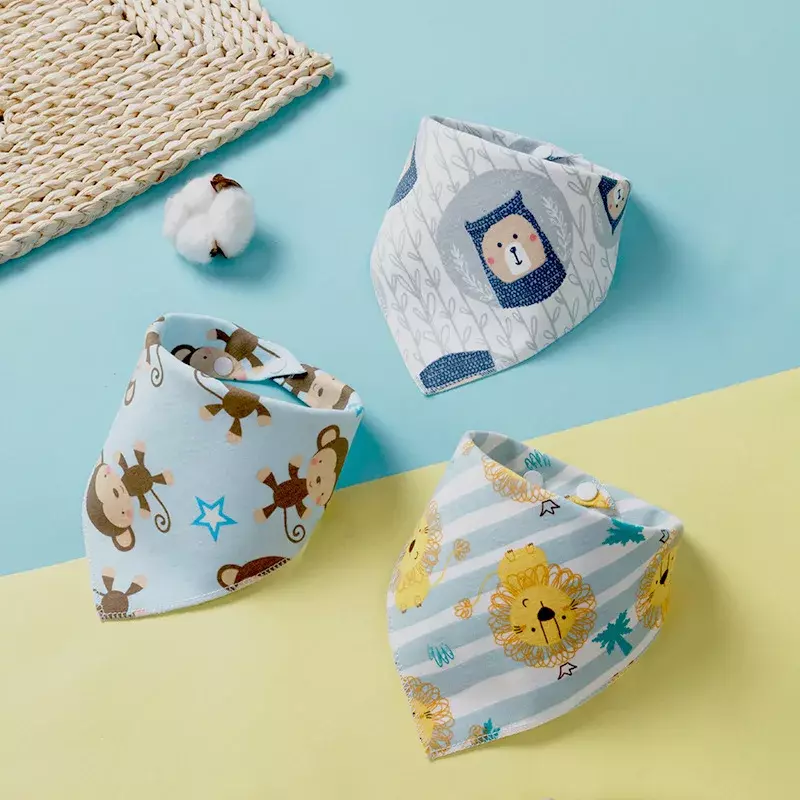 2 sztuk/partia nowe śliniaki dla niemowląt trójkąt podwójne bawełniane śliniaki Cartoon drukuj ślina ręcznik Boys Baby dziewczyny karmienie fartuch bawełniane chustki na szyję