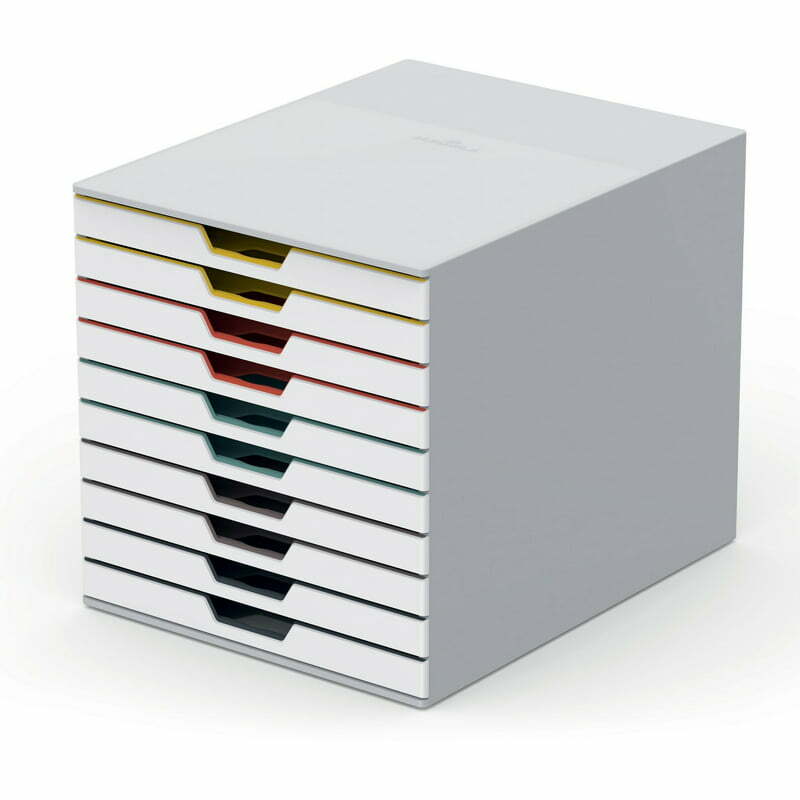 Varicolor กล่องเก็บของตั้งโต๊ะ10ลิ้นชัก, สีขาว/หลากสี-10ลิ้นชัก-11 "สูง X 11.5" กว้าง x 14 "ความลึก-เดสก์ท็อป-