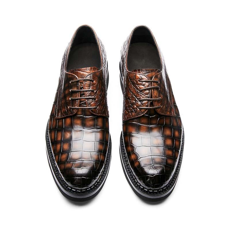 Мужские туфли из крокодиловой кожи gete, новинка 2023, деловые мужские классические кожаные туфли, износостойкие крокодиловые кожаные туфли
