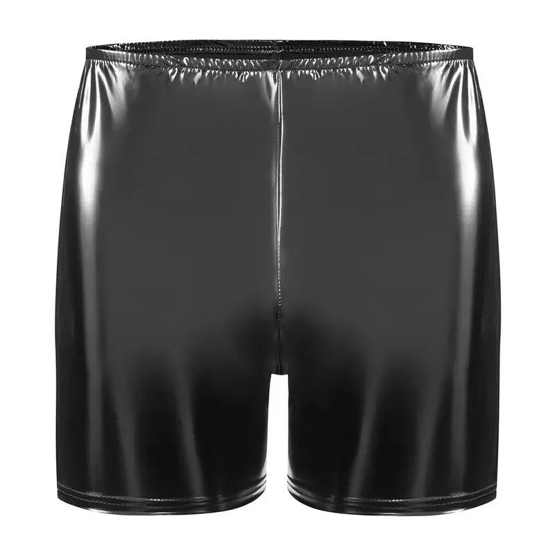 Celana dalam boxer kulit PVC pria seksi celana dalam pria celana dalam boxer kantong cembung ketat kostum tarian tiang erotis panas pria S-5XL