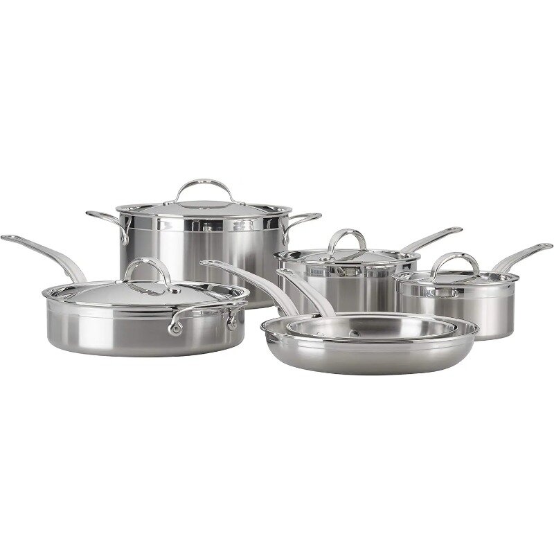 Hestan - ProBond Collection - Professional Clad Stainless Steel 10-Piece Ultimate Cookware Set, Induction Cooktop Compatible
