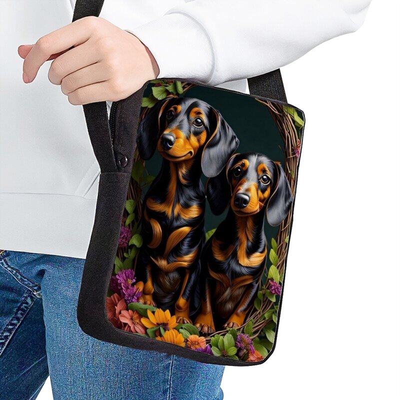 Cute 3D Dachshund Pattern Printed Crossbody Bags for Women Fashion Casual Daily Travel Shopping Shoulder Bag Small Messenger Bag