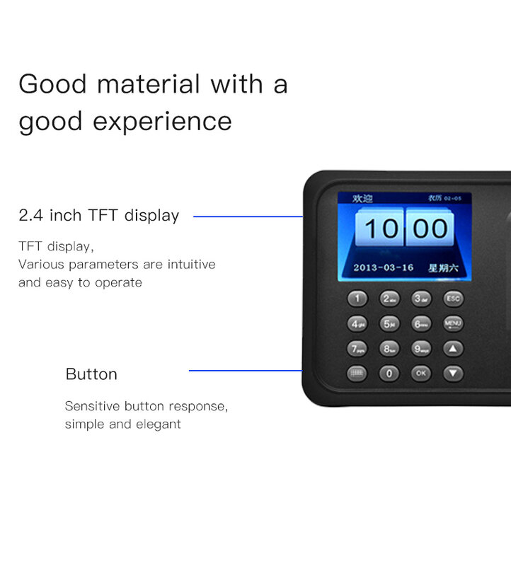 A6 Attendance Machine Password+Fingerprint Multi-language Sign-in Recognition Punch-in Equipment Intelligent Report Generation