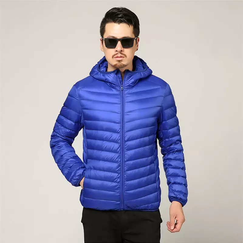 남성용 초경량 패커블 다운 재킷, 방수 및 방풍 통기성 코트, 빅 사이즈 후드 재킷, 사계절