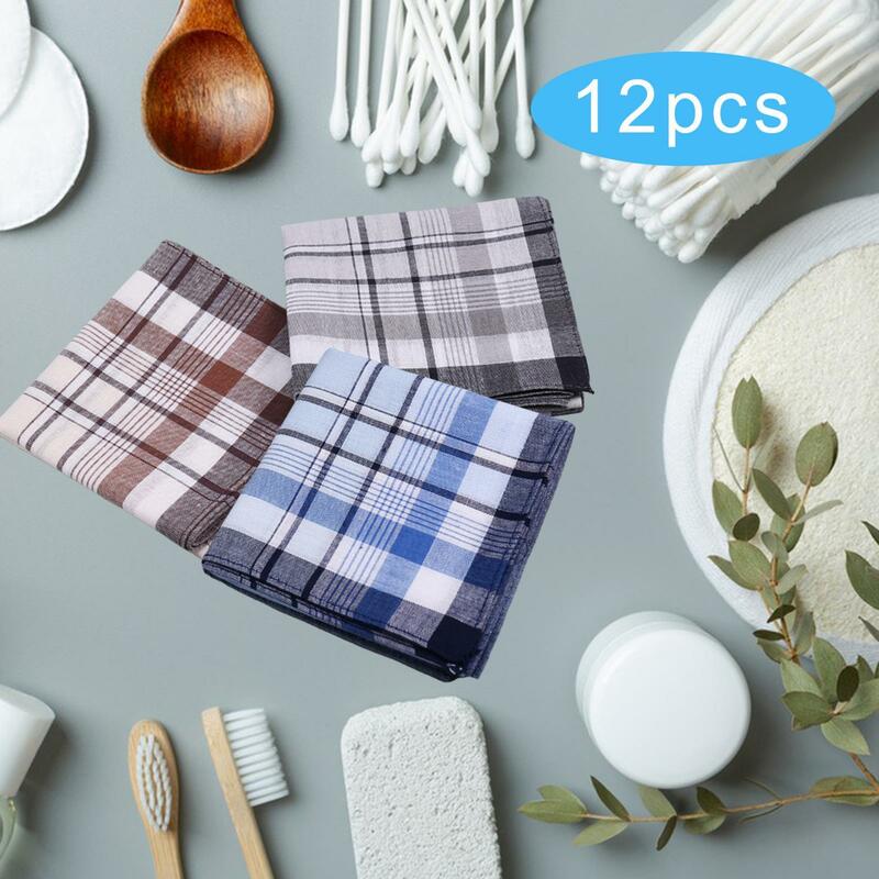 12 pezzi di fazzoletti da uomo in cotone puliscono gli asciugamani del sudore fazzoletti quadrati tascabili