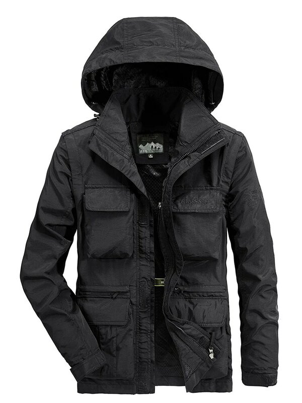 2023 men's fall multifunctional windproof waterproof trendy fashion casual jacket outdoor sports simple punching jacket