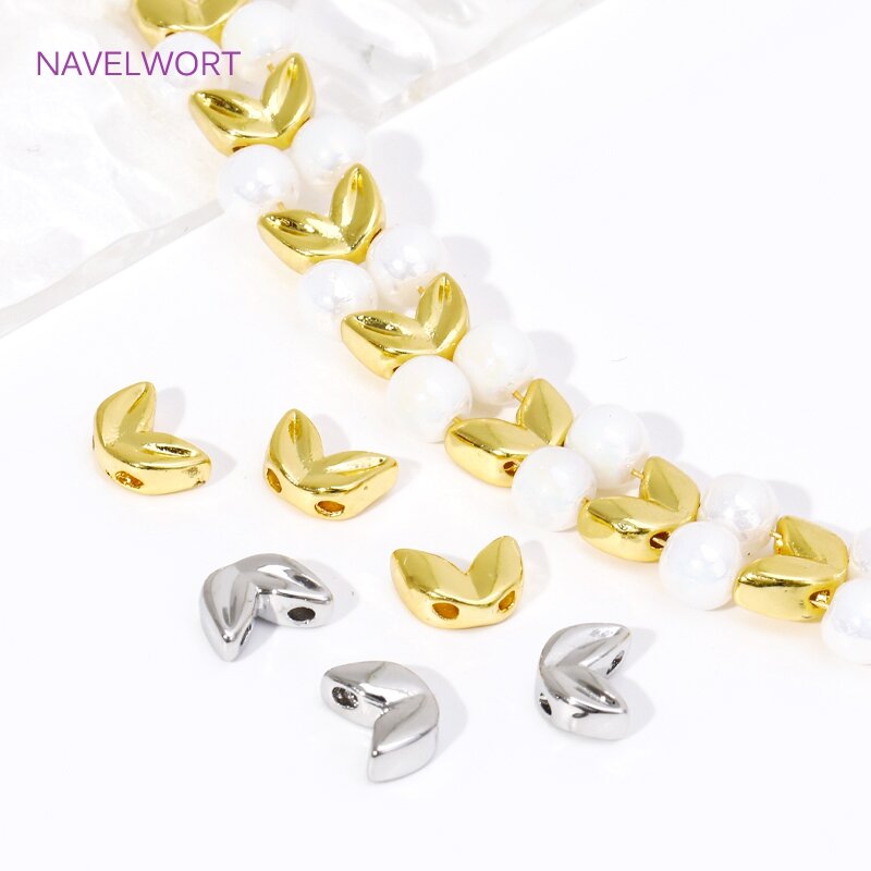 18K Gold Plated Malt-Shaped Double Hole Spacer Beads For Bracelet Making,Beads Separators,DIY Jewellery Making Accessories