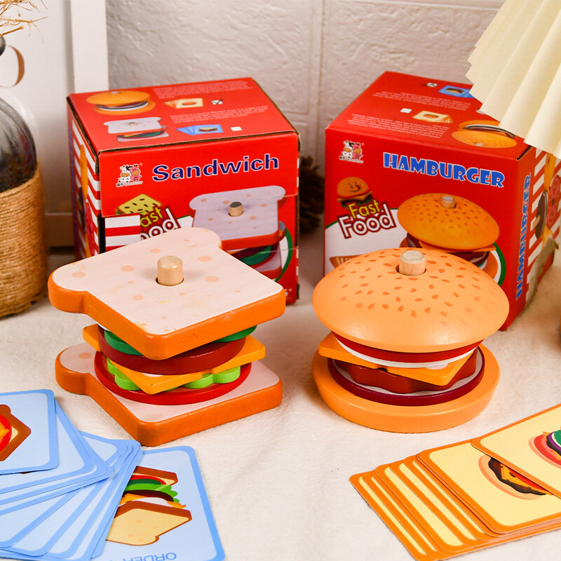 Jouets empilables de nourriture de simulation en bois Montessori pour les tout-petits, enfants d'âge alth, jouets assortis de forme de dos, jouet de motricité fine