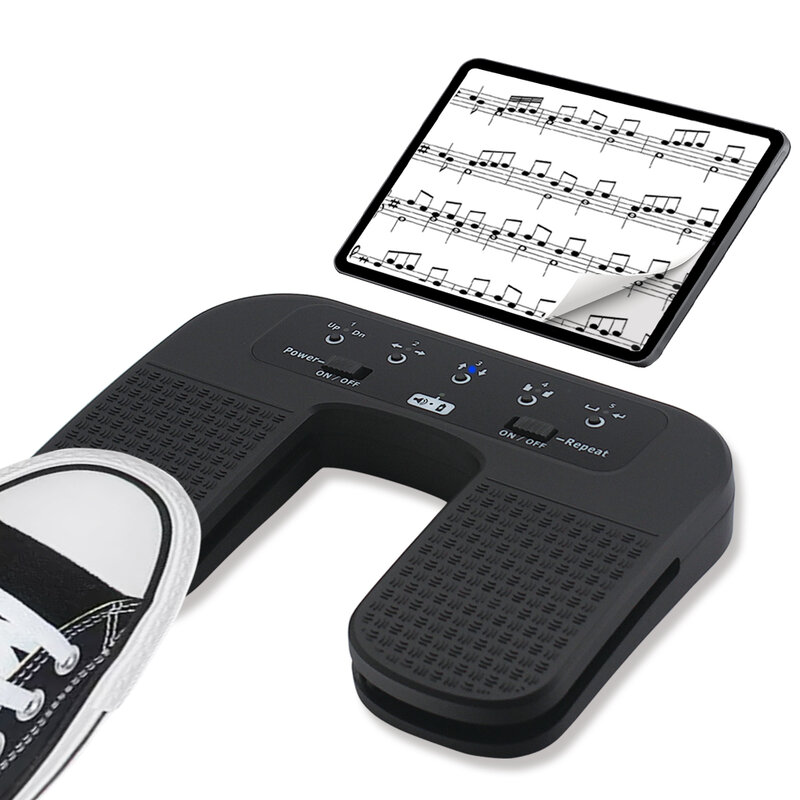 Yueyinpu Pedal pembalik halaman Bluetooth, Pedal nirkabel isi ulang daya, saklar kaki senyap bebas genggam, Pedal Laptop Tablet cerdas iPad