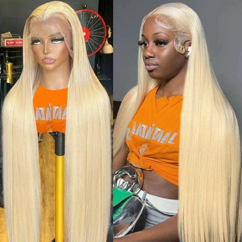Straight Blonde Lace Frontal Wig, HD Lace Wig, cabelo humano para escolha de Cosplay, peruca brasileira sem cola, 613, 13x6, à venda