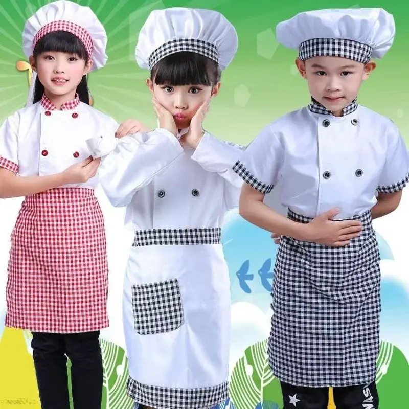할로윈 어린이 요리사 코스튬 코스튬 소녀 소년 역할 놀이 코스튬 쇼, 작은 어린이 요리사 놀이 패션