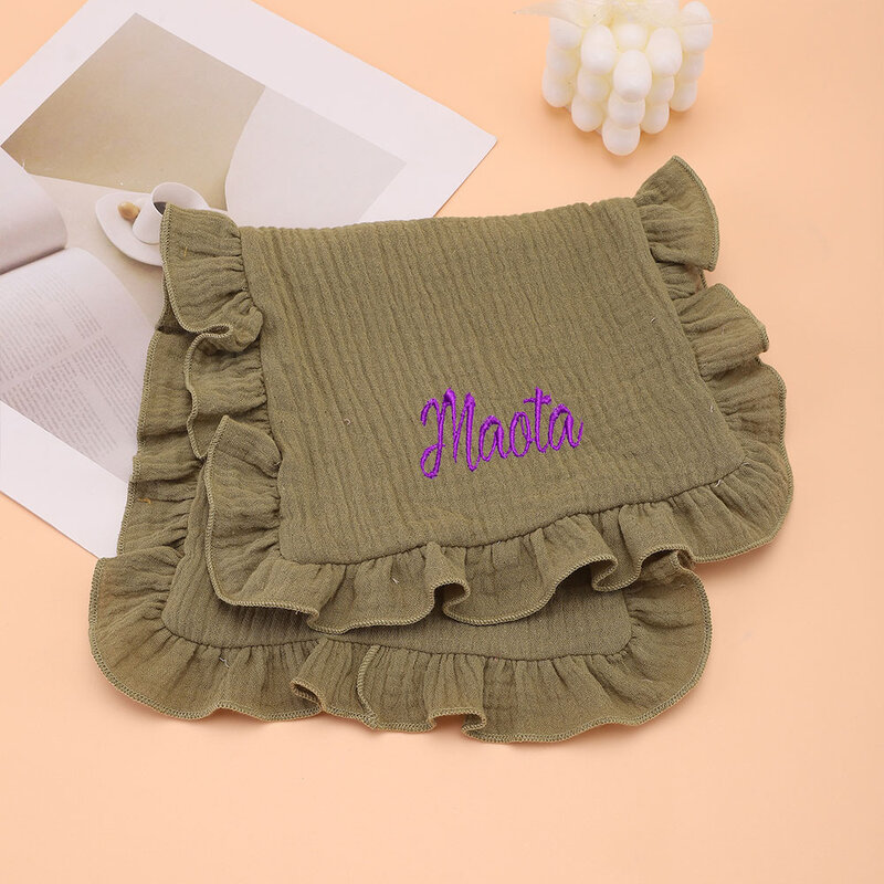 Toalla de gasa de algodón puro bordada para bebé, pañuelo multifuncional personalizado, toallas de regalo para recién nacido