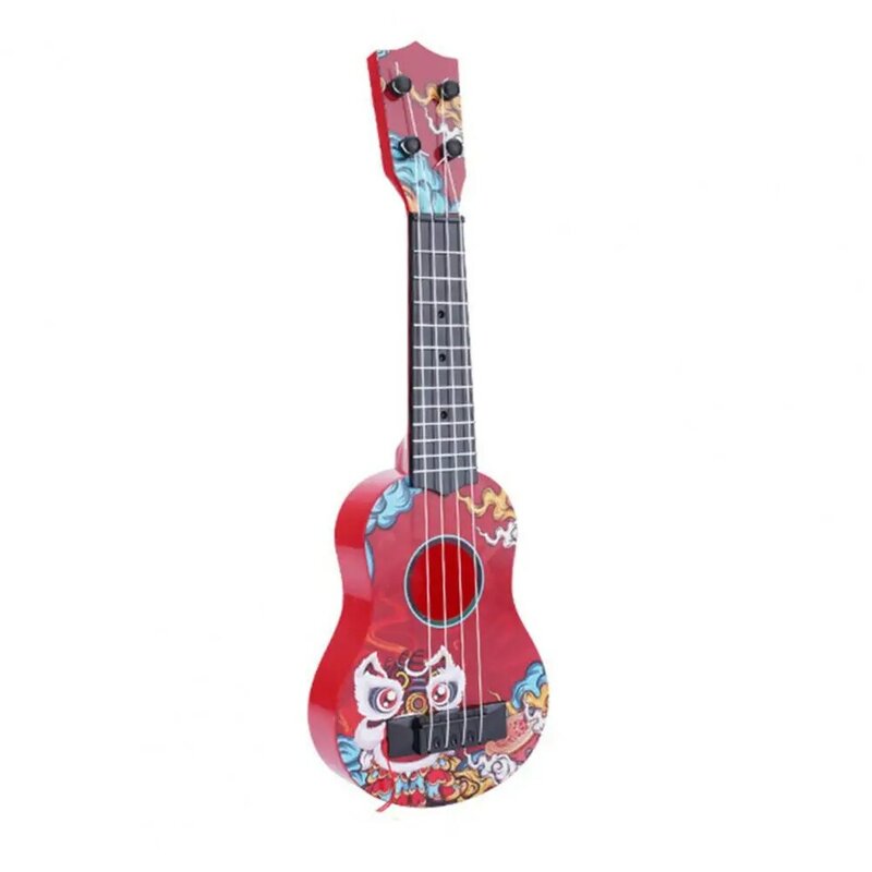 Kids Interactive Music Toy Colorful Cartoon Print Children's Guitar Toy with Clear Sound Portable Mini Ukulele for Toddlers