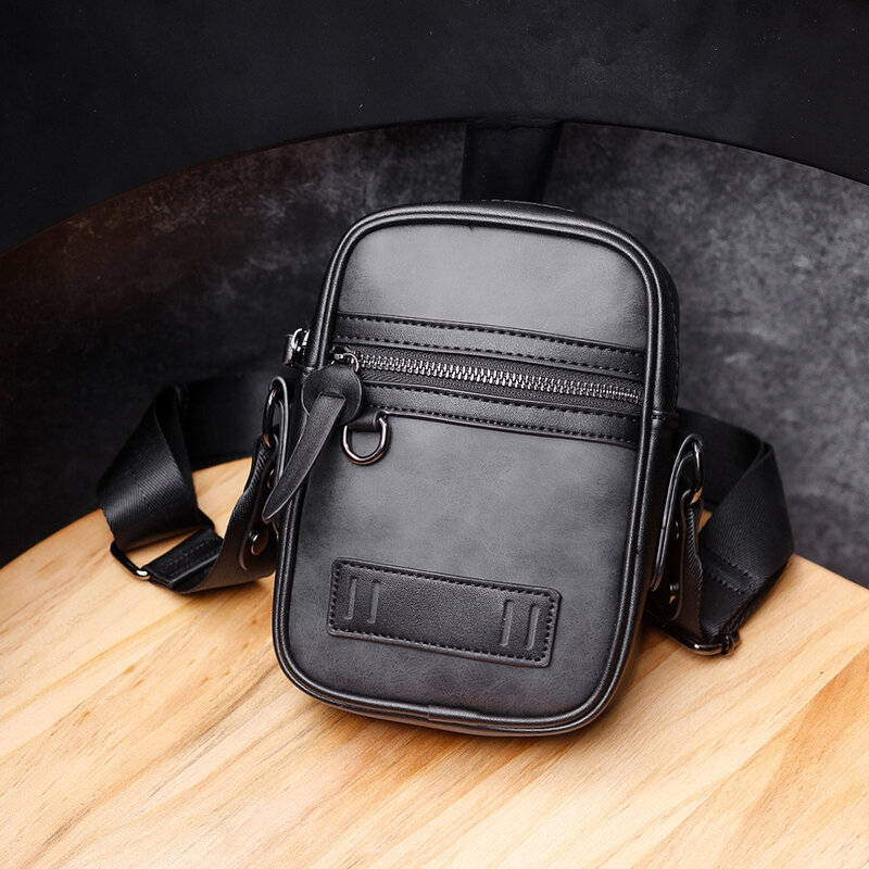 Fashion Small Men's Shoulder Bag for Male PU Leather Crossbody Bags Mini Messenger Phone Bags Belts Flap Messenger 2023 New