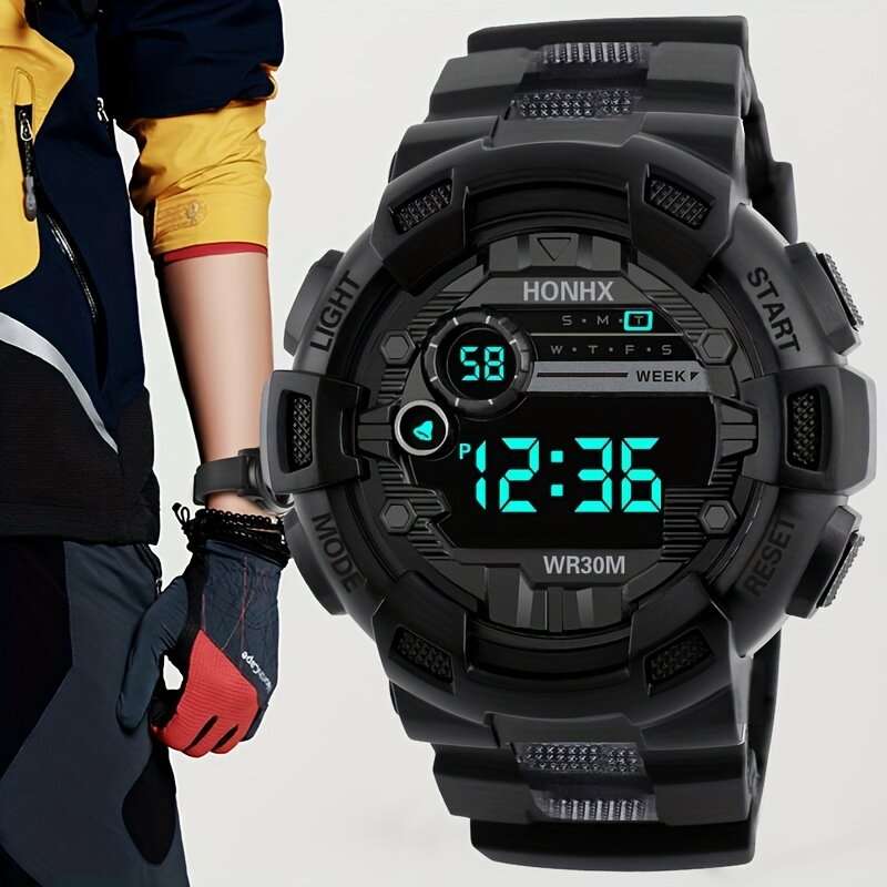 Sportief Digitaal Horloge Voor Tieners-Gemakkelijk Te Lezen Display, Siliconenband, Multi-Functie, Ideaal Cadeau