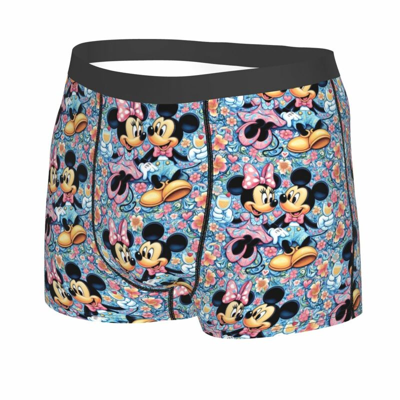 Desenho animado personalizado disney Roupa interior de Mickey Mouse masculina, pugilista respirável, cuecas, calções, calcinhas, cuecas macias