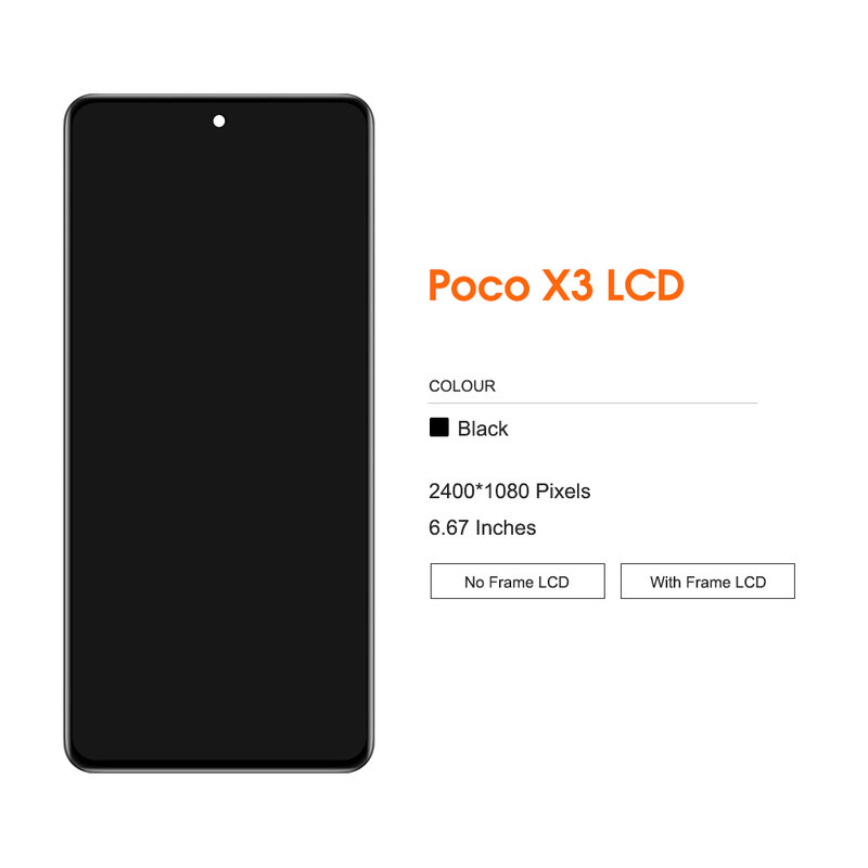Testado digitalizador de display LCD com moldura, tela sensível ao toque para substituição Xiaomi Poco X3 Pro NFC, 6,67"