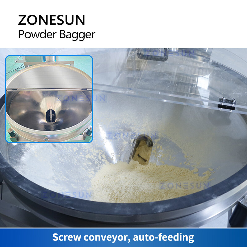 ZONESUN VFFS Powder Bagger Big Pouches Packs Farinha Açúcar Sal Alimentação Elevador Embalagem Enchimento e Máquina de Selagem ZS-FS420E