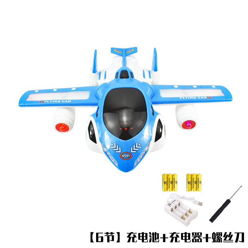 Avión eléctrico de 360 grados con rotación automática, Deformación de ala extendida, luz universal, música, modelo de juguete, regalo de vacaciones
