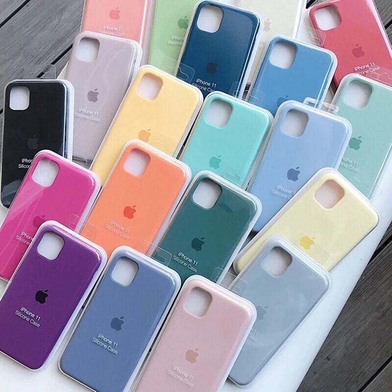 Coque de téléphone en silicone liquide d'origine avec logo complet, coques Apple, iPhone 15, 14, 13, 12, 11 Pro Max, iPhone 12, 13, 11, 14, 15 Plus