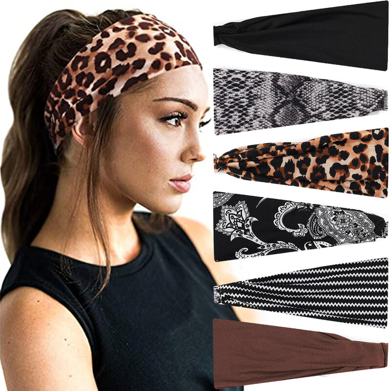 Женская однотонная повязка для волос, модная винтажная повязка на голову с леопардовым принтом и цветами, аксессуар для волос для макияжа