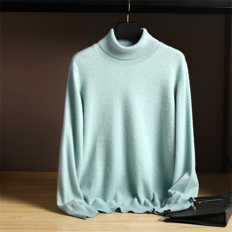 Men's Sweater, Loose Jumper, Long Sleeves, New Autumn/Winter 22, Pure Knit Sweater, Half Turtleneck, Solid Color, Loose Base Top