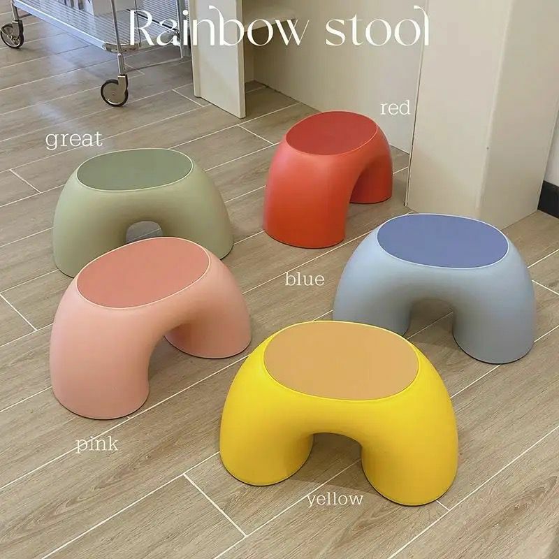 Rainbow Stool Higher Quality Simple Circular Children's Household Low Stool Bench Home Round Thickened Chair