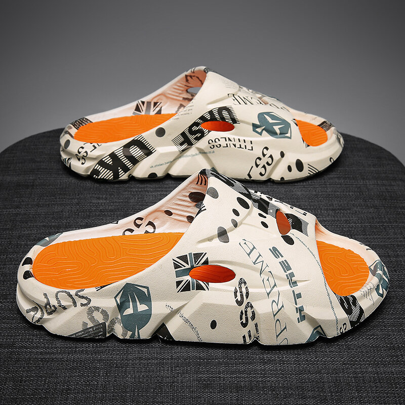 Marca Original Novo Estilo Chinelos Sandálias Masculinas Moda Verão Fundo Grosso Anti-slip Slip-on Casual Camuflagem Sapatos de Praia