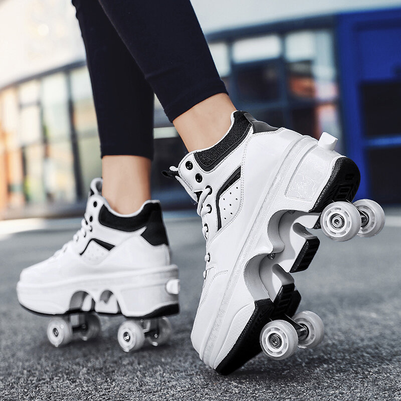 Deformation Parkour Shoes Four Wheels Rounds Of Running Shoes 2022 Casual Sneakers Unisex Deform Roller Shoes Skating Shoes