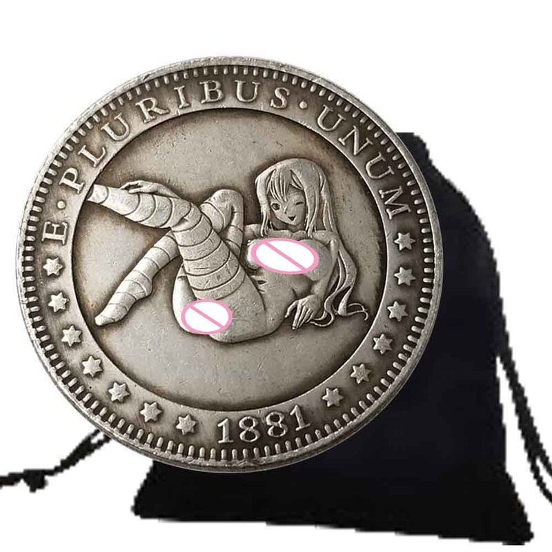 Luxury Charming Girl 3D Art Coins Memorial Couple Coin Party Pocket Romantic Coin Commemorative Lucky Coin+Gift Bag