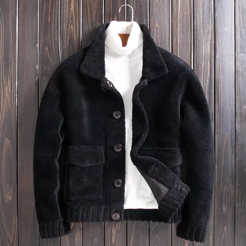 Echt Lamsbont Jas Voor Heren Winter Outwear Korte Omkeerbare Schapen Shearling Jassen Mannelijke Kleding Warm Casual Jassen Fcy