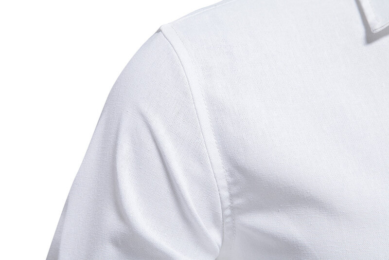 Camisas sociais grandes para homens, Manga comprida, branca, monocromática, luxo, alta qualidade, nova, outono, 100% algodão