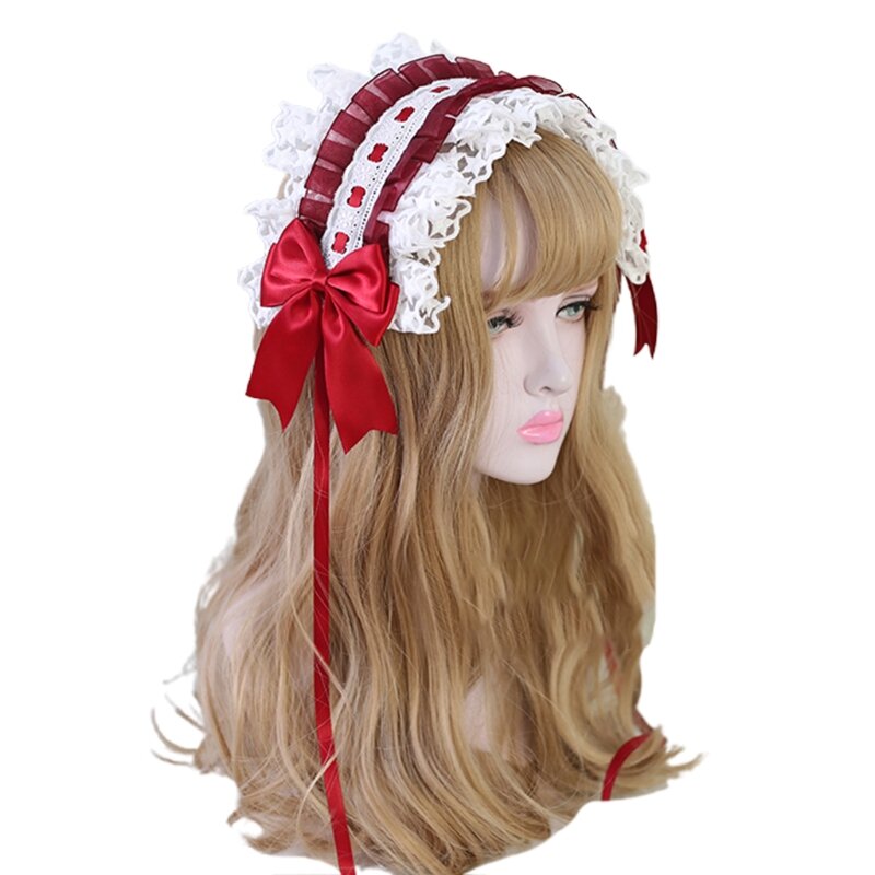 Bandeau avec nœud en dentelle étoile, coiffure Cosplay japonaise, jolie épingle à cheveux en à volants, cheveux