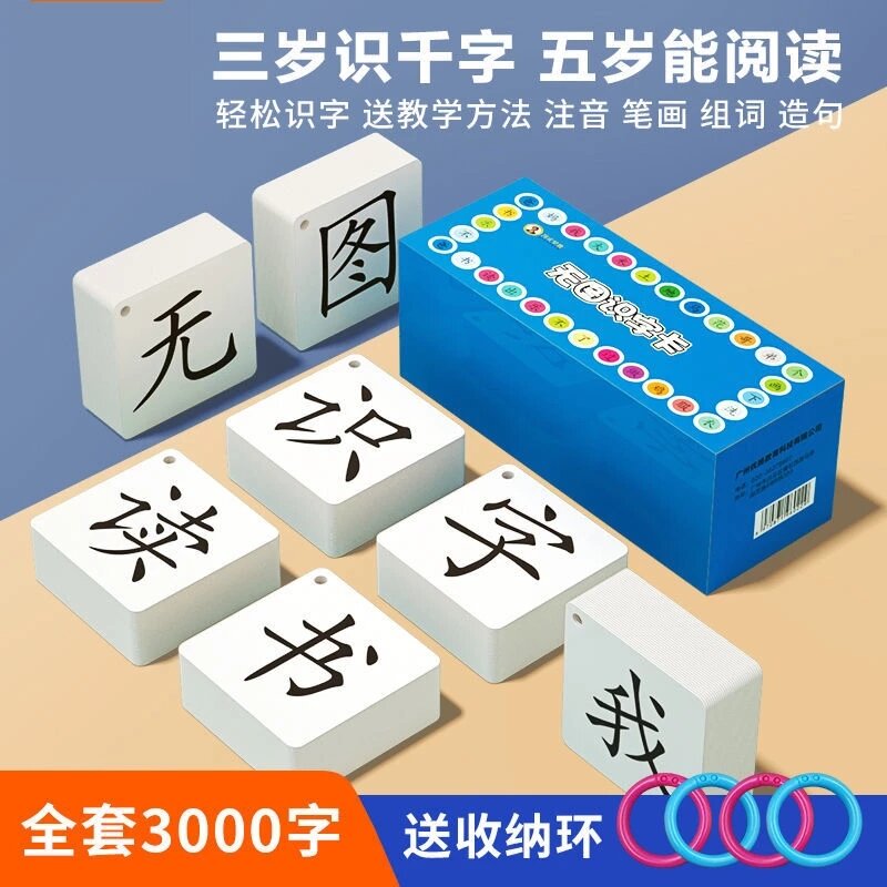 Livre de cartes Rick chinois pour l'éducation de la petite enfance, carte de niche pour enfants, vocabulaire sans image, bébé de la maternelle, 3000