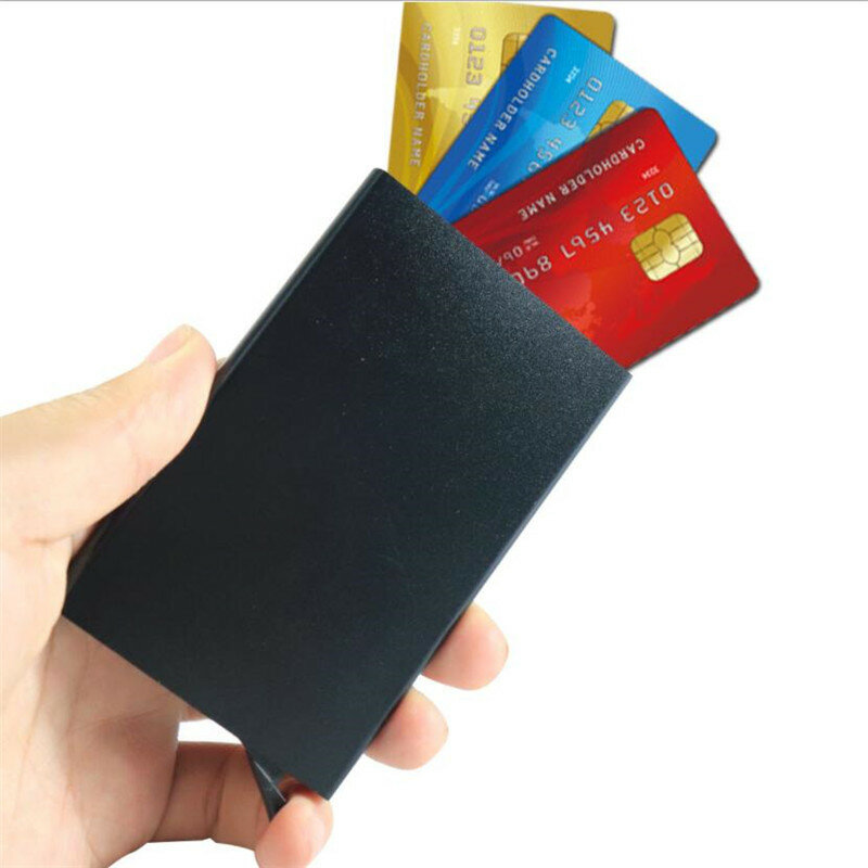Tarjetero antirrobo para hombre y mujer, billetera minimalista de Metal de aluminio fino, funda de bolsillo, caja para tarjetas de crédito, venta al por mayor