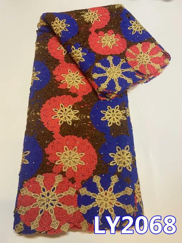 Tela de encaje de guipur bordado francés 2023, tela de encaje africano de alta calidad para costura de fiesta de boda nigeriana LY2068