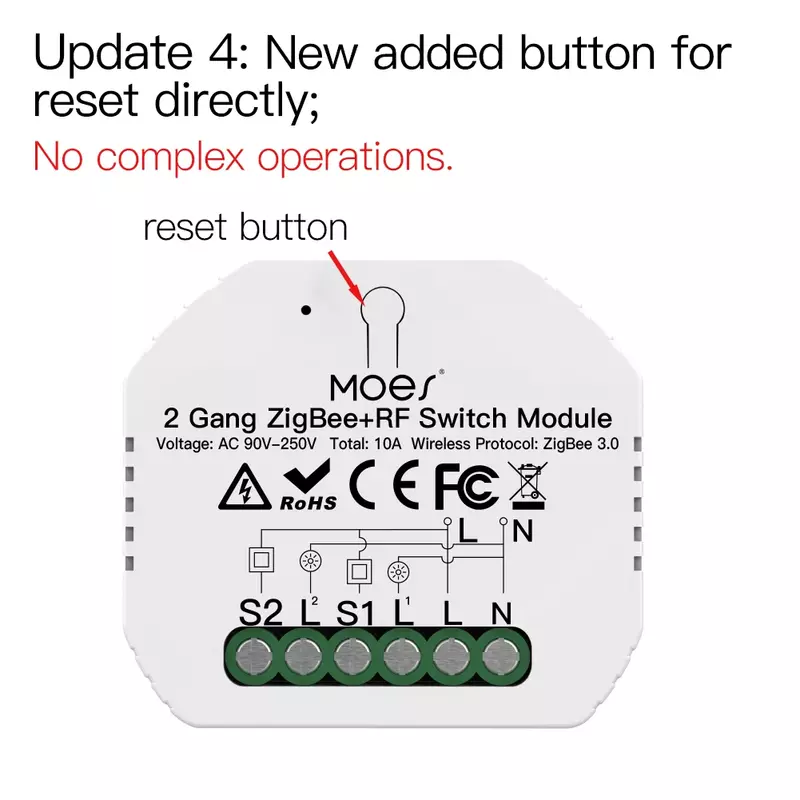 Moes Tuya Zigbee 3.0 Smart Lichtschakelaar Relais Module 1/2/3 Gang Smart Leven/Tuya App Controle, werkt Met Alexa Google Home Yandex