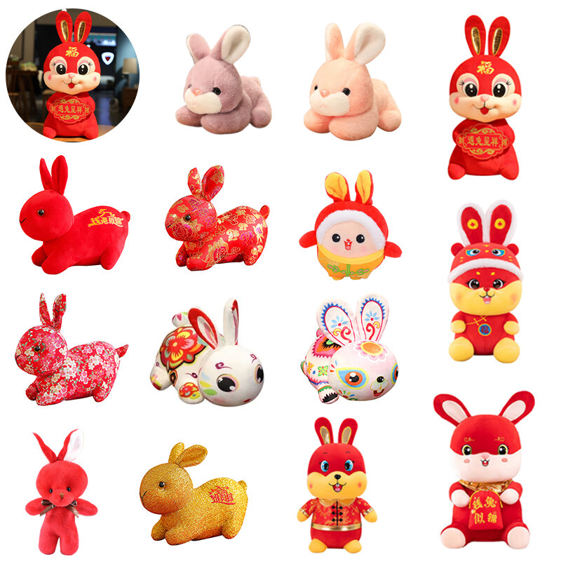 2023 Zodiac God Of Fortune Rabbit Plush Toy Doll New Year Tang Suit Cute Rabbit Deco Plush Toy Creative New Year Special Gift