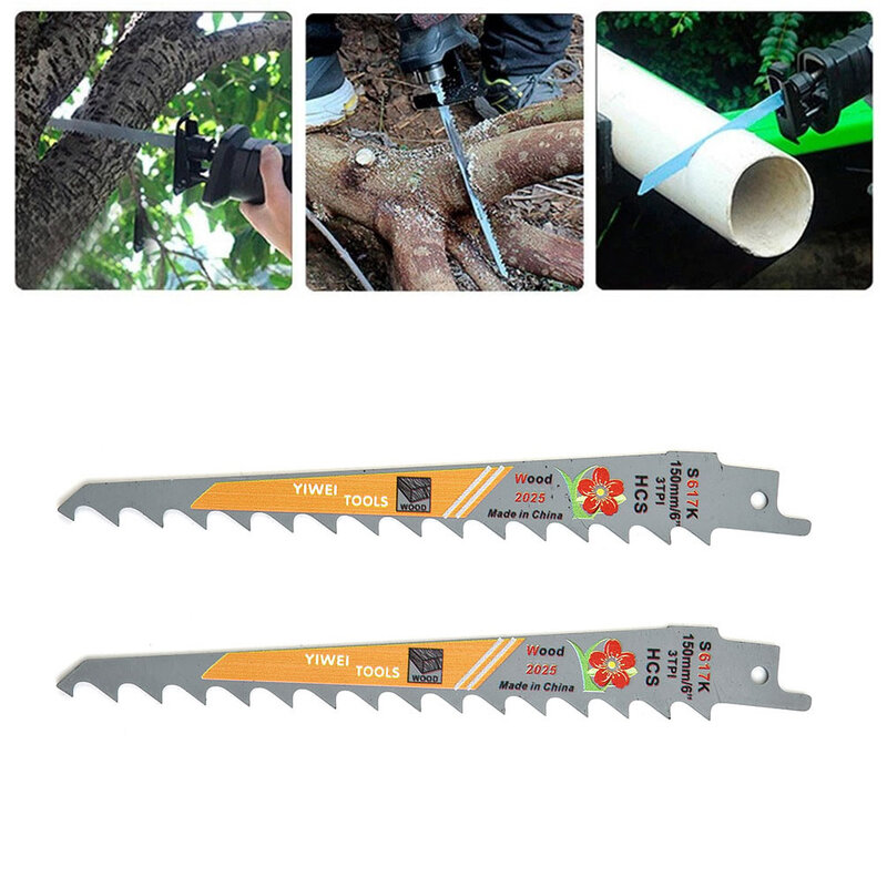 Alat berguna terbaru yang dapat diandalkan pisau gergaji S617K gergaji bolak-balik memotong kayu 150mm 2 buah pisau gergaji Jigsaw kayu